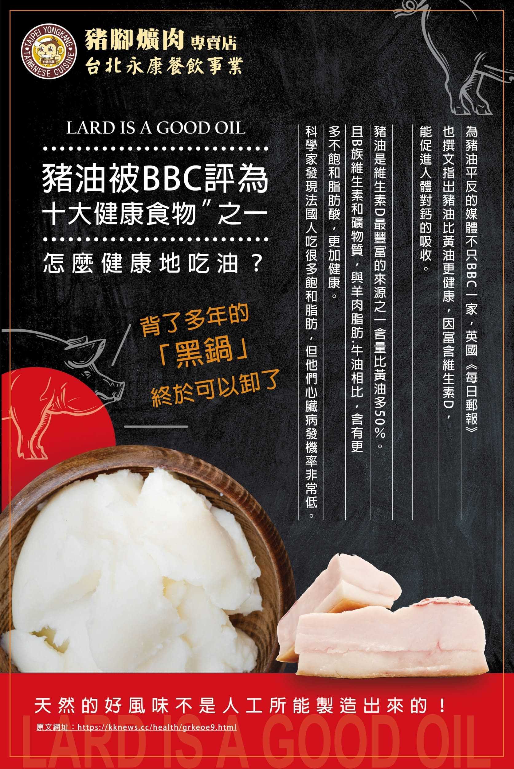 背了多年的黑鍋 終於可以卸了 豬油被BBC評為十大健康食物之一